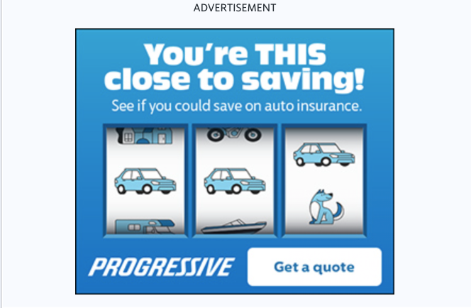 A generic Progressive car insurance advertisement